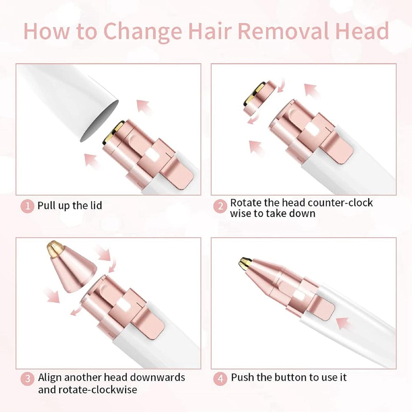 2 in 1 Eyebrow Trimmer & Facial Hair Remover Rose Cosmetics