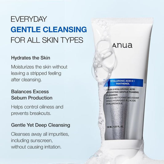 ANUA 8 Hyaluronic Acid Hydrating Gentle Foaming Cleanser Rose Cosmetics