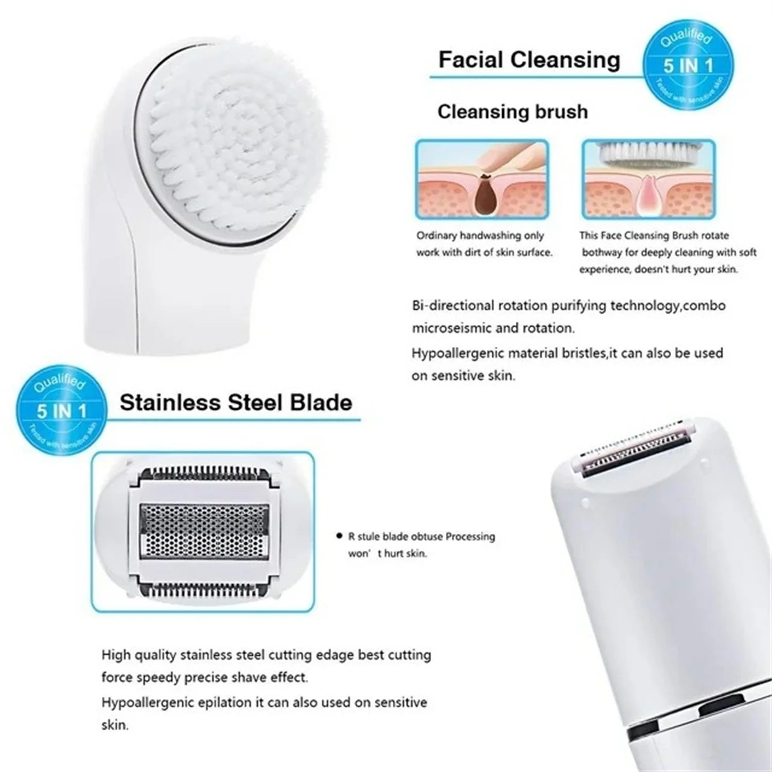 DSP Professional 5-in-1 personal care brush Rose Cosmetics
