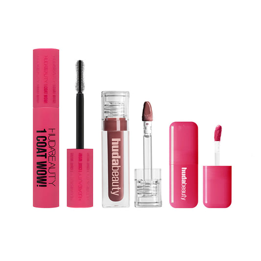 Huda Beauty Mascara, Blush & Lipgloss Trio – 50% OFF Rouge